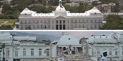 El palacio presidencial, antes y después del terremoto