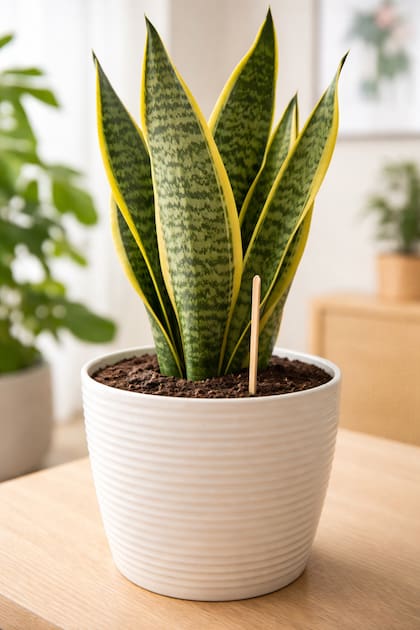 El palillo permite saber si la planta realmente necesita agua (Foto: Imagen ilustrativa con IA)