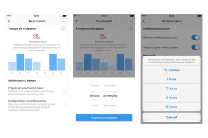 El panel de control de actividad en Instagram