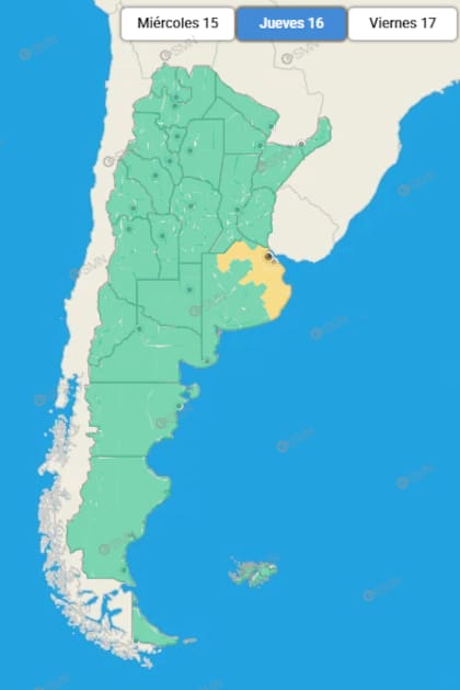 El panorama climático para este jueves, según el SMN
