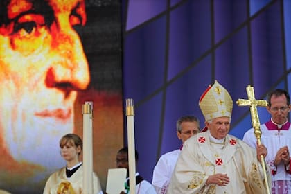 El Papa, durante la pisa de beatificación del cardenal Newman, en Birmingham