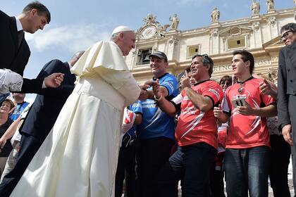 El papa Francisco, con la delegación argentina