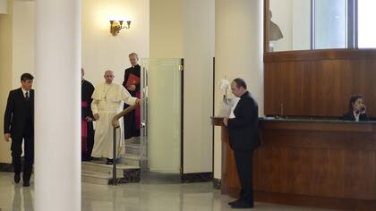 El papa Francisco, en la recepción de Santa Marta