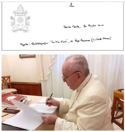 El papa Francisco firma en Santa Marta el primer borrador