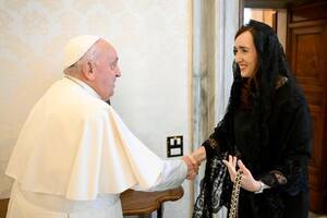 El papa Francisco junto a la vicepresidenta Victoria Villarruel, en el Vaticano