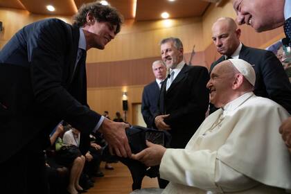 El Papa Francisco junto a Martín Lousteau, esta semana en Roma
