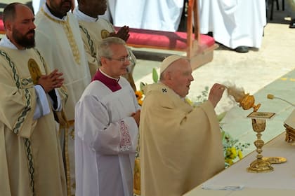 El Papa Francisco mientras dirigía la misa de canonización 