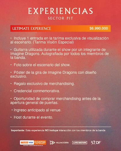 El paquete Ultimate Experience incluye una guitarra utilizada durante el show