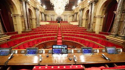 El Parlamento catalán vacío, antes de la sesión sobre la independencia