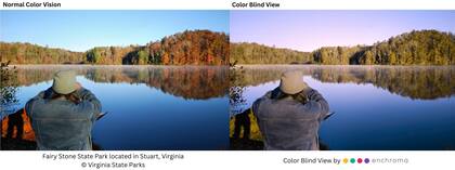 El Parque Estatal Natural Tunnel, fue el primero en contar con un visor especial por impulso del jefe de guardabosques Ethan Howes, que es daltónico