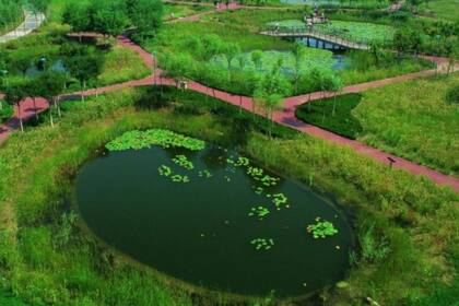 El parque Qiaoyuan en Tianjin es considerado un ejemplo de una ciudad esponja