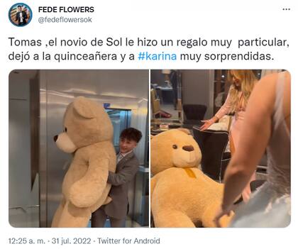 El particular regalo de Tomás, el novio de Sol (Foto: Captura de Twitter)