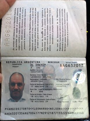 El pasaporte de Leonardo Cositorto, secuestrado por los agentes de Interpol de República Dominicana