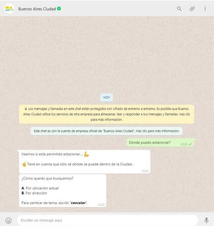 El paso a paso de cómo utilizar el WhatsApp que brinda asistencia para estacionar; para iniciar la consulta se debe preguntar "¿dónde puedo estacionar?"