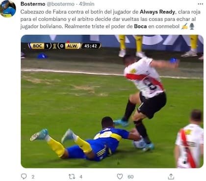 El patadón de Ramallo a Fabra cuando el de Boca estaba en el piso fue también un hecho que inspiró memes en la noche en que el xeneize enfrentó a Always Ready por la Copa Libertadores