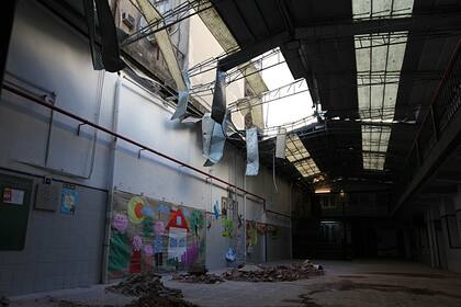 El patio del colegio La Merced, tras el derrumbe