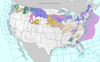 El patrón atmosférico de este miércoles mantendrá un gran valle de aire frío dominando el centro y el este