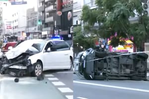 Choque y vuelco entre un auto y un patrullero: hay siete herios