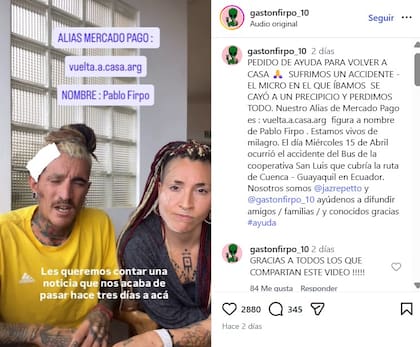 El pedido de ayuda de Gastón Firpo y su novia Jazmín