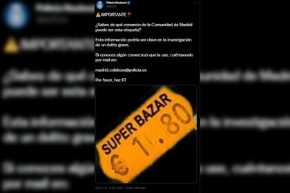 El pedido de ayuda por parte de la Policía fue en Twitter (Captura Twitter)