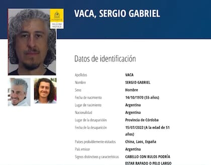 El pedido de búsqueda emitido por la Interpol