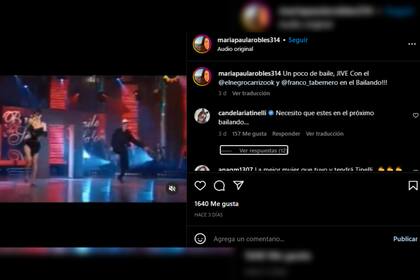El pedido de Cande Tinelli a Paula Robles en las redes (Foto Instagram @mariapaularobles314)