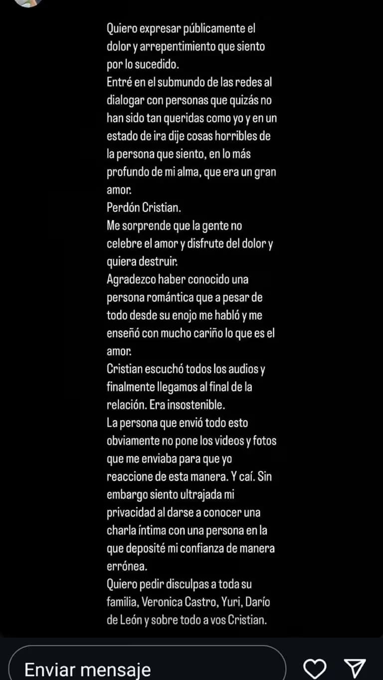 El pedido de disculpas de Mariela Sánchez