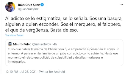 El pedido de Juan Cruz Sanz para que no se estigmatice a las personas que luchan contra las adicciones