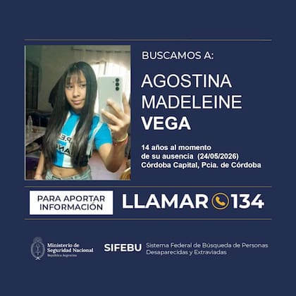 El pedido del ministerio de Seguridad nacional por la búsqueda se Agostina