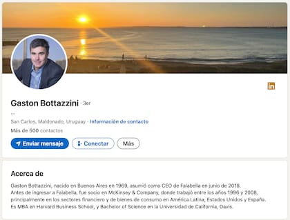 El perfil de Gastón Bottazzini en la plataforma LinkedIn