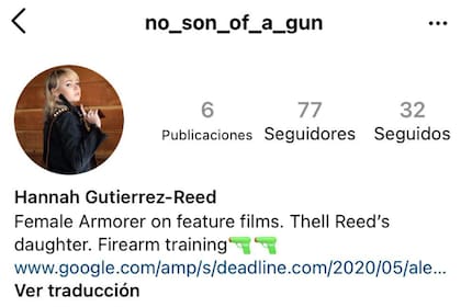 El perfil de Instagram de la joven tiene un link a una nota que habla sobre la película.