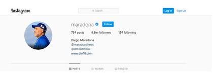 El perfil de Instagram que usaba Maradona.