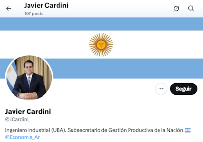 El perfil de Javier Cardini en X