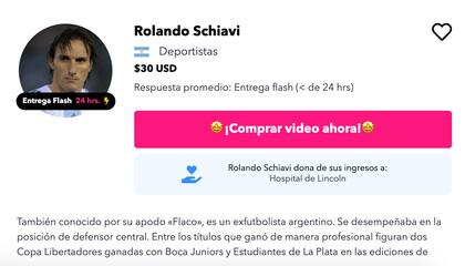 El perfil del Flaco Schiavi en la plataforma famosos.com