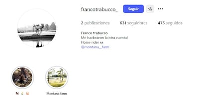 El perfil en Instagram del supuesto novio de Cande Tinelli (Foto: captura de pantalla)