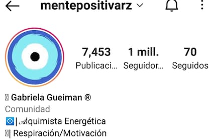 El perfil que creó Gaby y que hoy tiene más de 1 millón de seguidores.