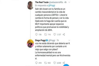 Diego Poggi tuvo un fuerte cruce con un usuario de Twitter y aseguró que el kirchnerismo "es una enfermedad mental"