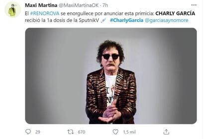 El periodista Maxi Martina dio la noticia de la vacunación de Charly García esta mañana