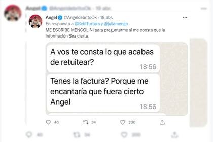 El periodista reveló el mensaje que recibió (Captura Twitter)