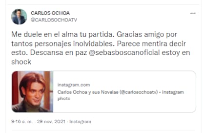 El periodista y amigo del actor, Carlos Ochoa, informó este lunes a través de Twitter la muerte de Leonardo Zapata Bohórquez, nombre real del actor