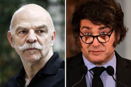 El periodista y escritor Martín Caparrós junto al presidente Javier Milei