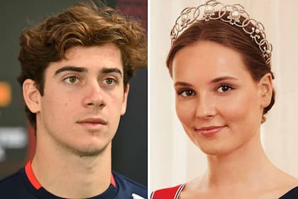 El piloto argentino de Fórmula 1, Franco Colapinto, junto a la princesa de Noruega, Ingrid Alexandra