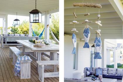 El piso del deck de la galería está suspendido. Así es mucho más fácil limpiar la arena. Una barrida rápida o un balde de agua y todo se escurre rápidamente.