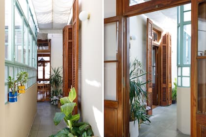 El piso que bordea el patio de aire y luz se conservó tal cual estaba y la herrería se pintó de verde agua, su color original.