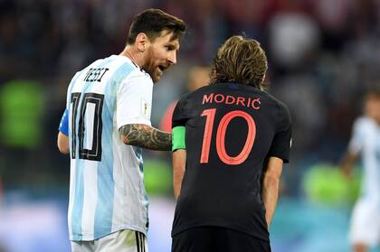 Lionel Messi y Luka Modric en el partido entre Croacia y la Argentina por el Mundial de Rusia 2018