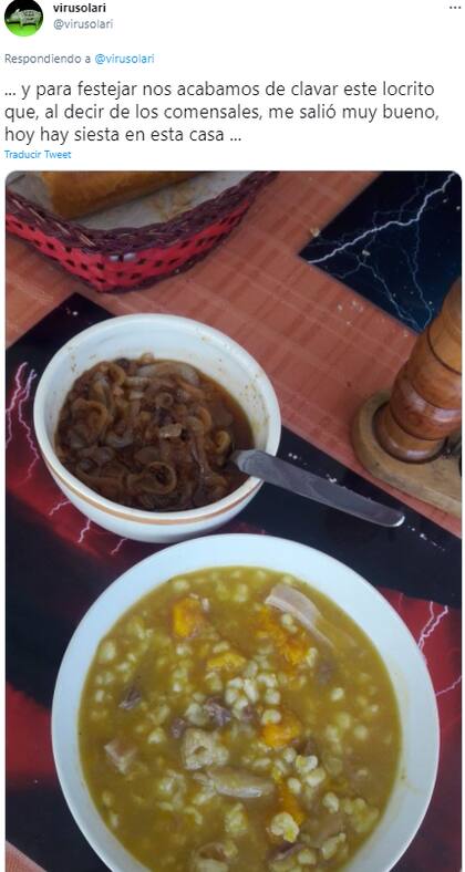 El plato que Virginia Solari compartió en las redes sociales