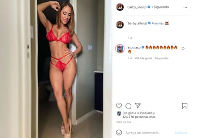 El Polaco le dejó emojis de "fuego" a su pareja, Barby Silenzi, tras ver sus sensuales fotos en ropa interior