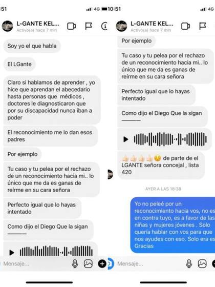 El polémico chat entre L-Gante y la concejala de Rosario, Daniela León