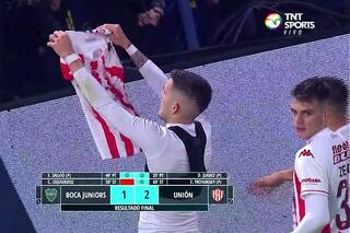 La dura sanción que recibió el jugador de Unión por mostrar la camiseta en su festejo en la Bombonera