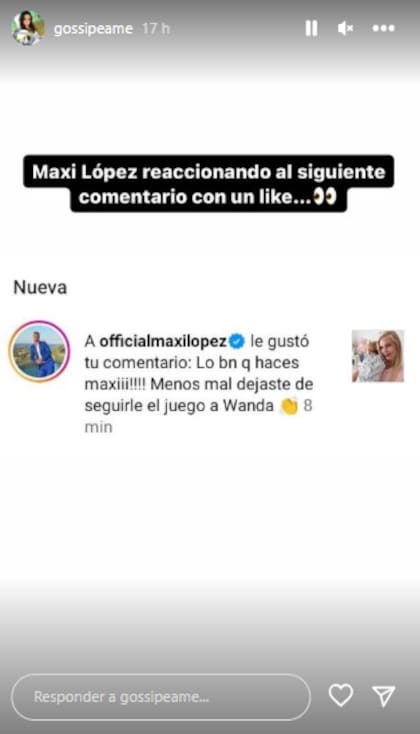 El polémico like que dio Maxi López en Instagram (Foto: Instagram @gossipeame)